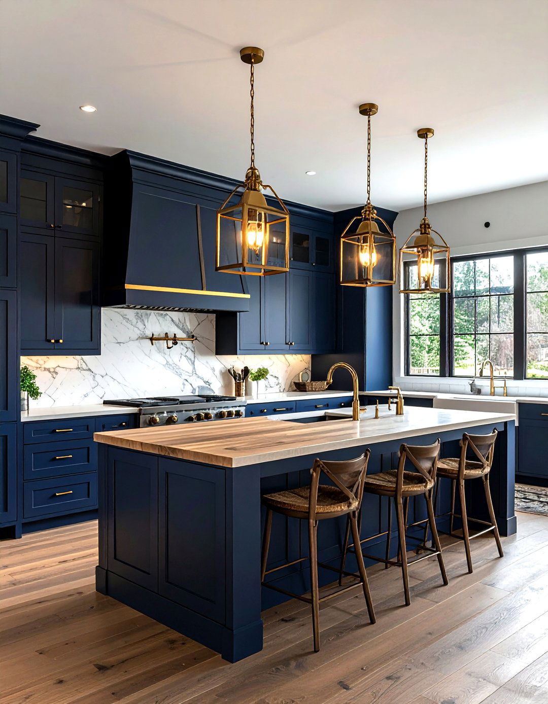 Brass Lantern Lights - 30 kitchen island lighting ideas