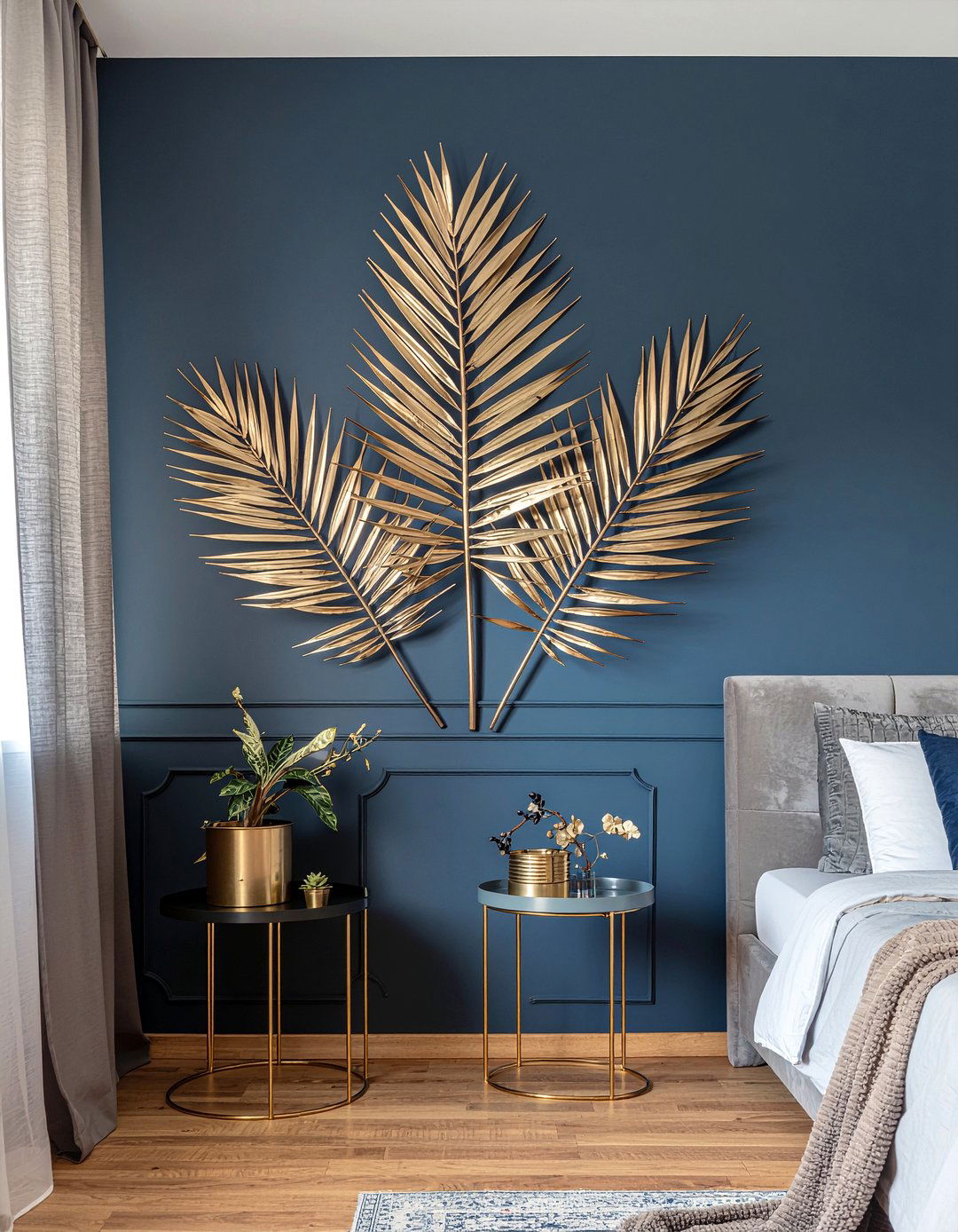 Brass Leaf Wall Art - 30 tropical bedroom ideas