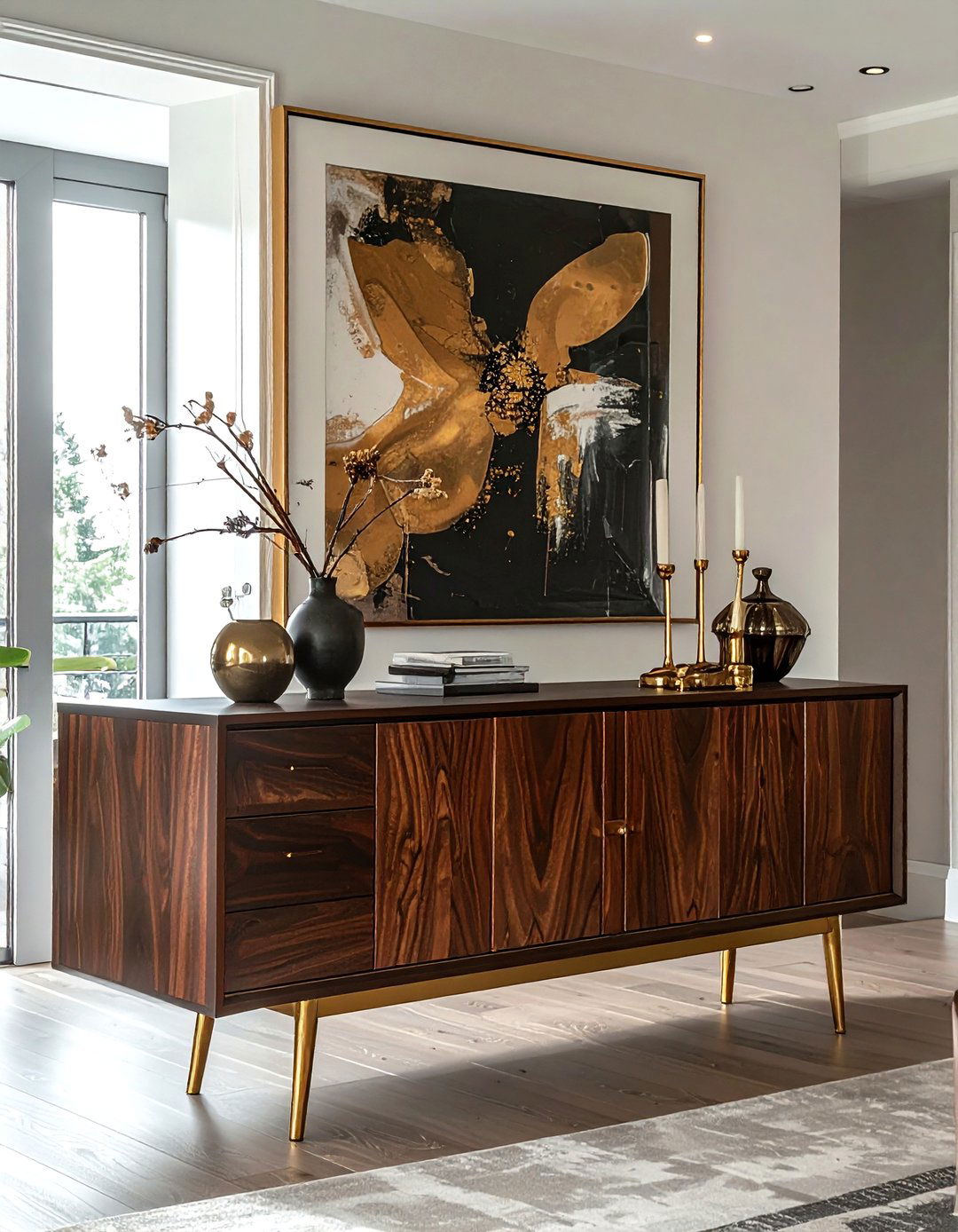 Brass Leg Sideboard - 30 brass accent dining room ideas