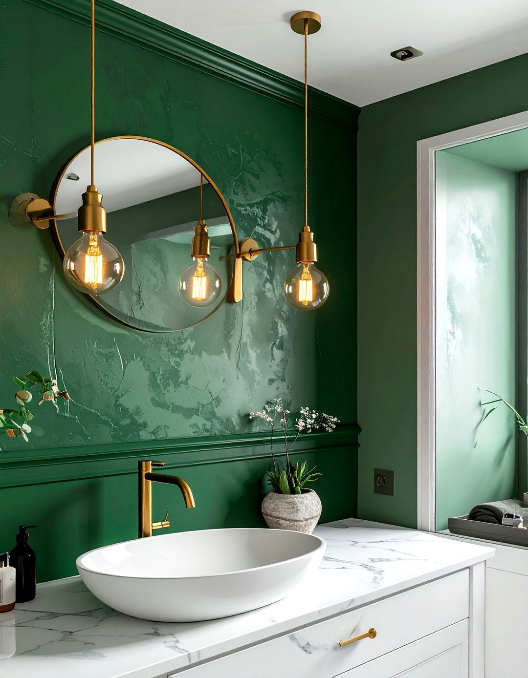 Brass Light Fixture - 30 bathroom ambient lighting ideas
