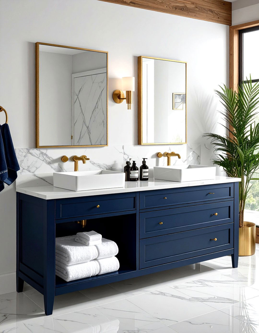 Brass Light Fixtures Navy Bathroom - 30 navy bathroom decor ideas