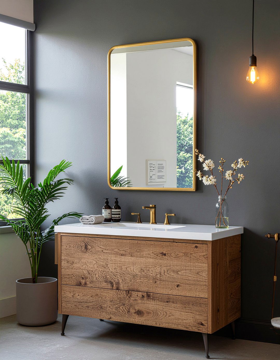 Brass Lighted Mirror - 30 lighted mirror bathroom ideas