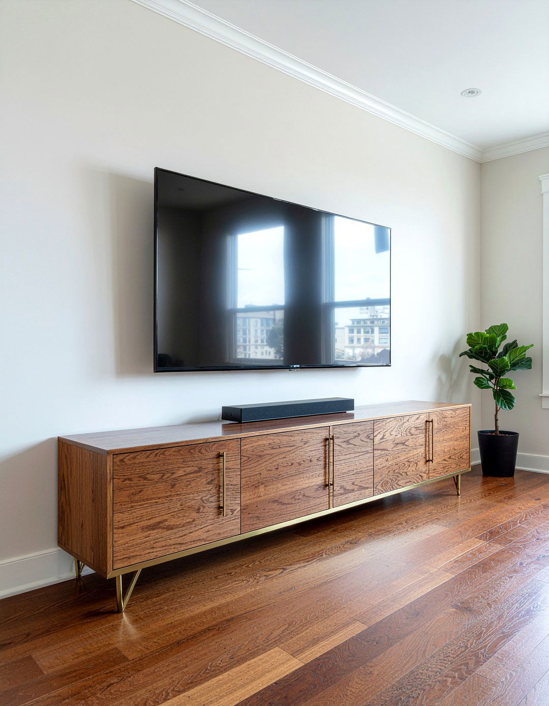 Brass Media Console - 30 living room brass furniture ideas