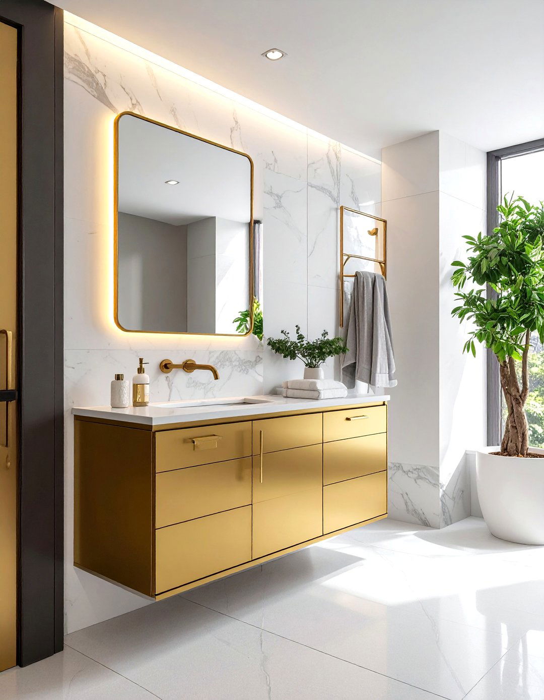 Brass Medicine Cabinet - 30 brass bathroom ideas