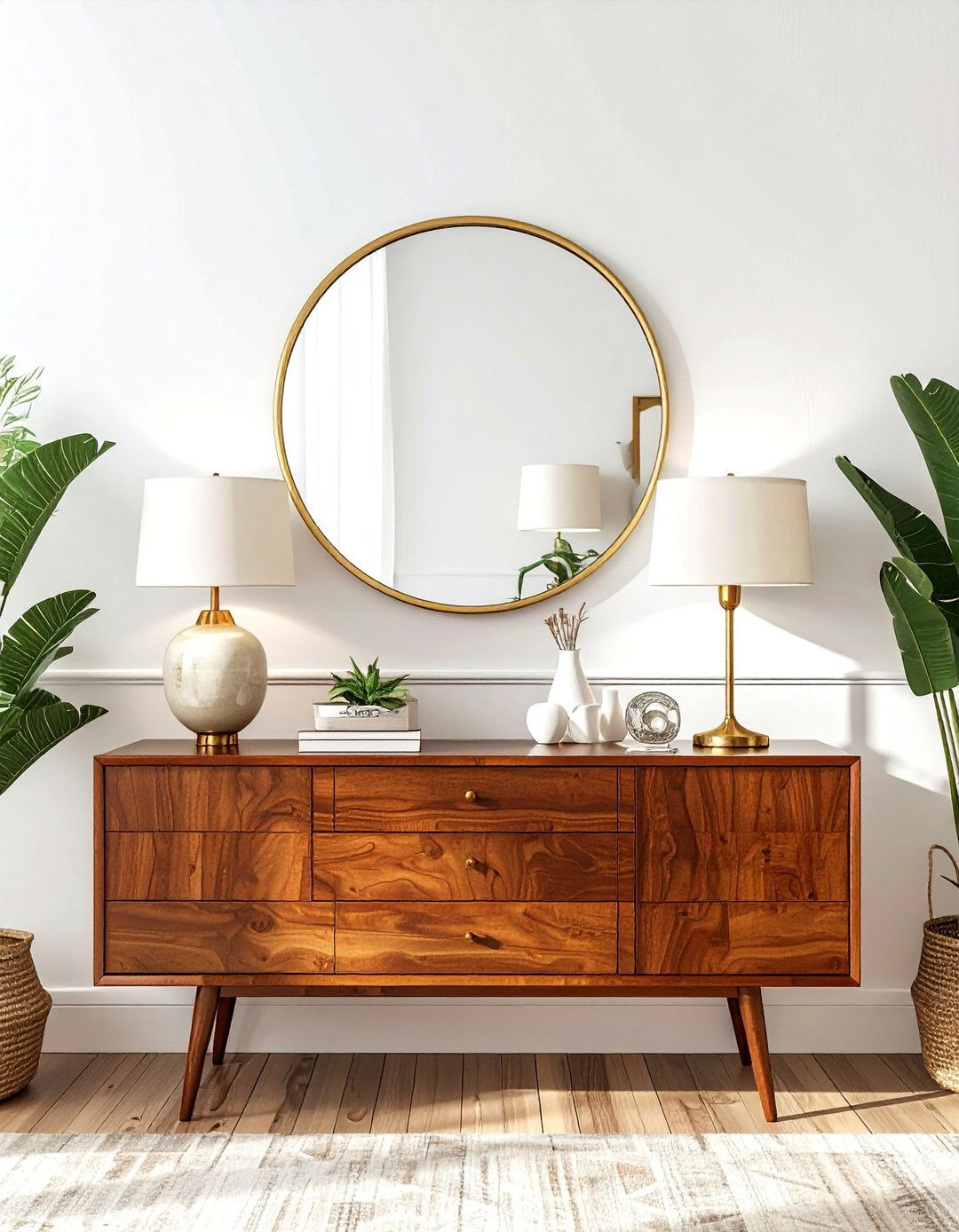 Brass Mid Century Mirror - 30 round mirror ideas