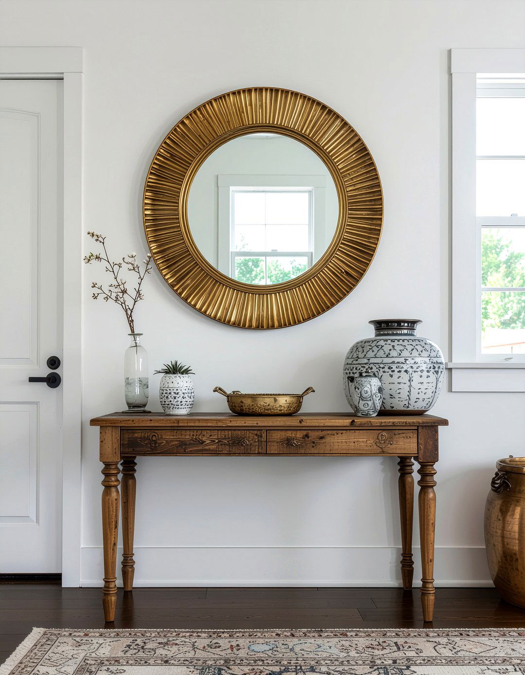 Brass Mirror - 30 brass accent living room ideas