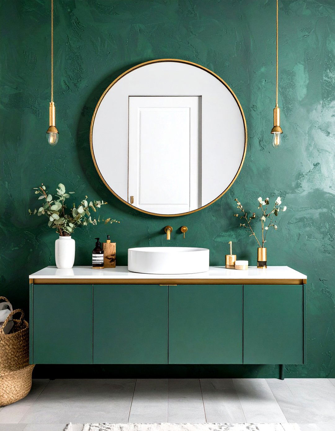 Brass Mirror Green Bathroom - 30 emerald green bathroom ideas