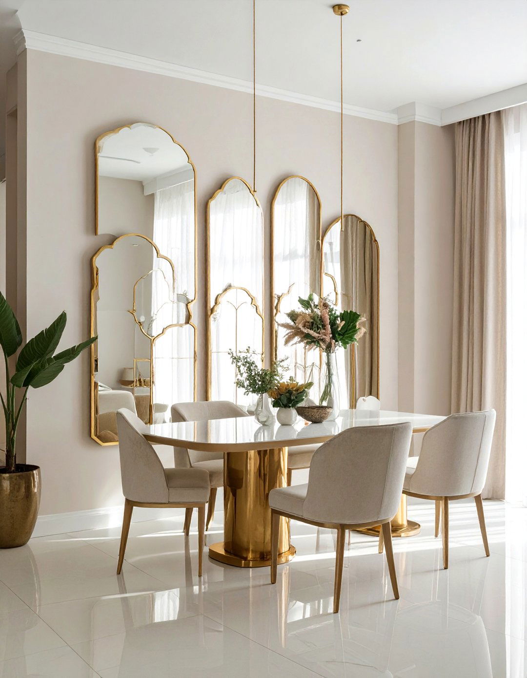 Brass Mirror Wall - 30 Moroccan pattern decor ideas