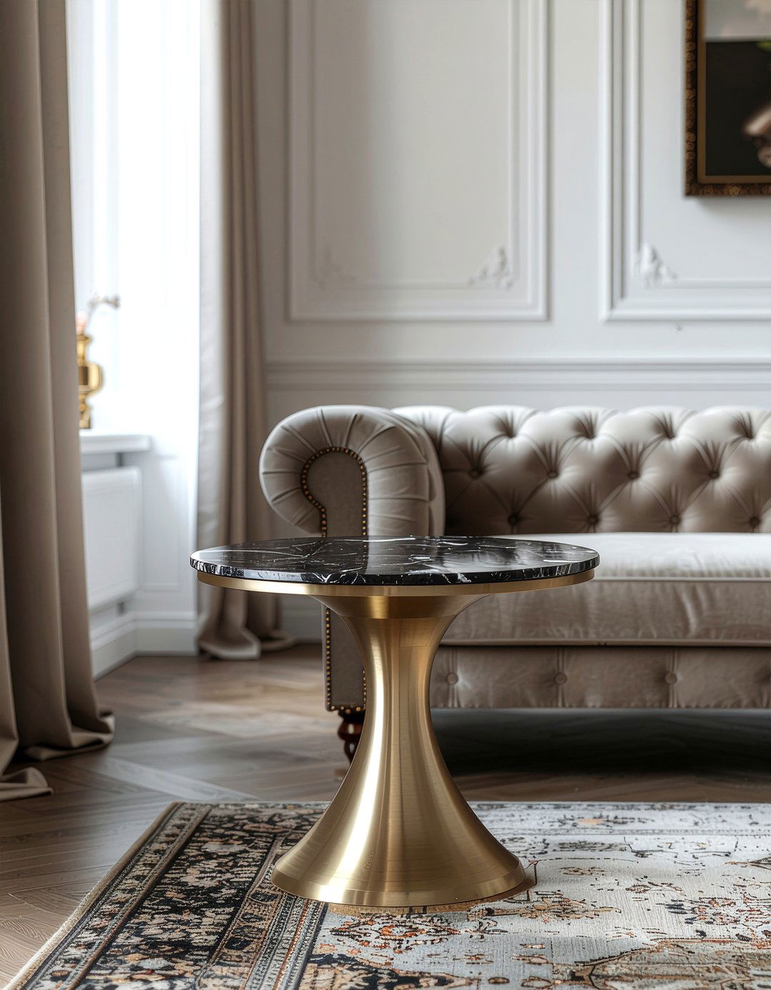 Brass Pedestal Table - 30 living room brass furniture ideas