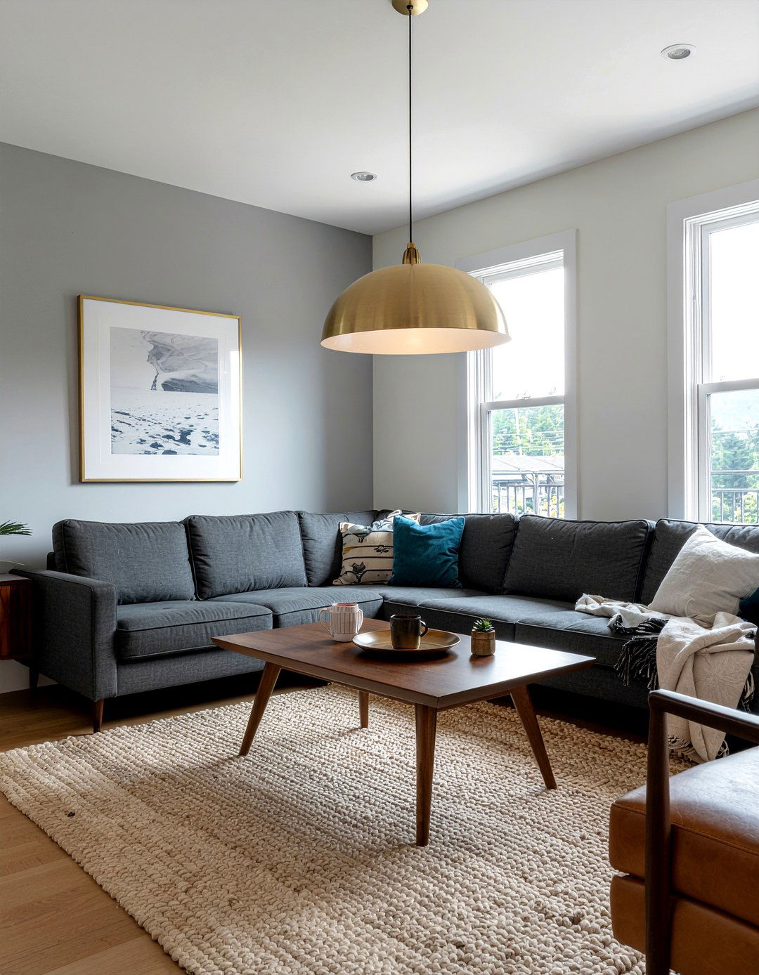 Brass Pendant Light - 30 brass accent living room ideas