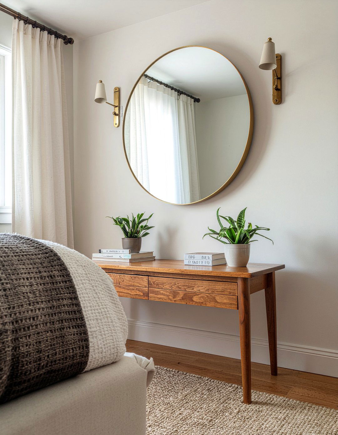 Brass Pivot Mirror - 30 bedroom mirror ideas