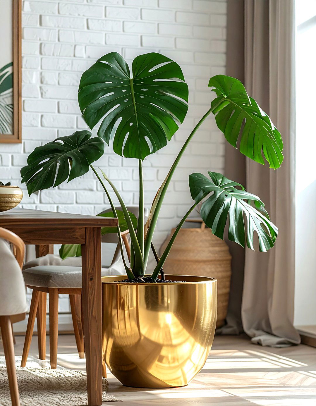 Brass Planter - 30 brass accent dining room ideas