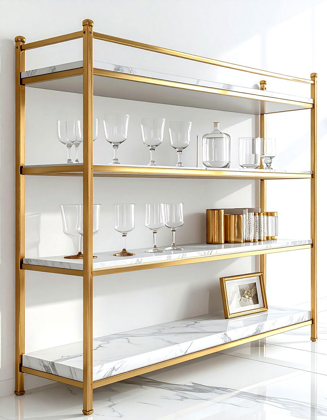 Brass Rail Shelf Gallery - 30 kitchen overhead storage ideas