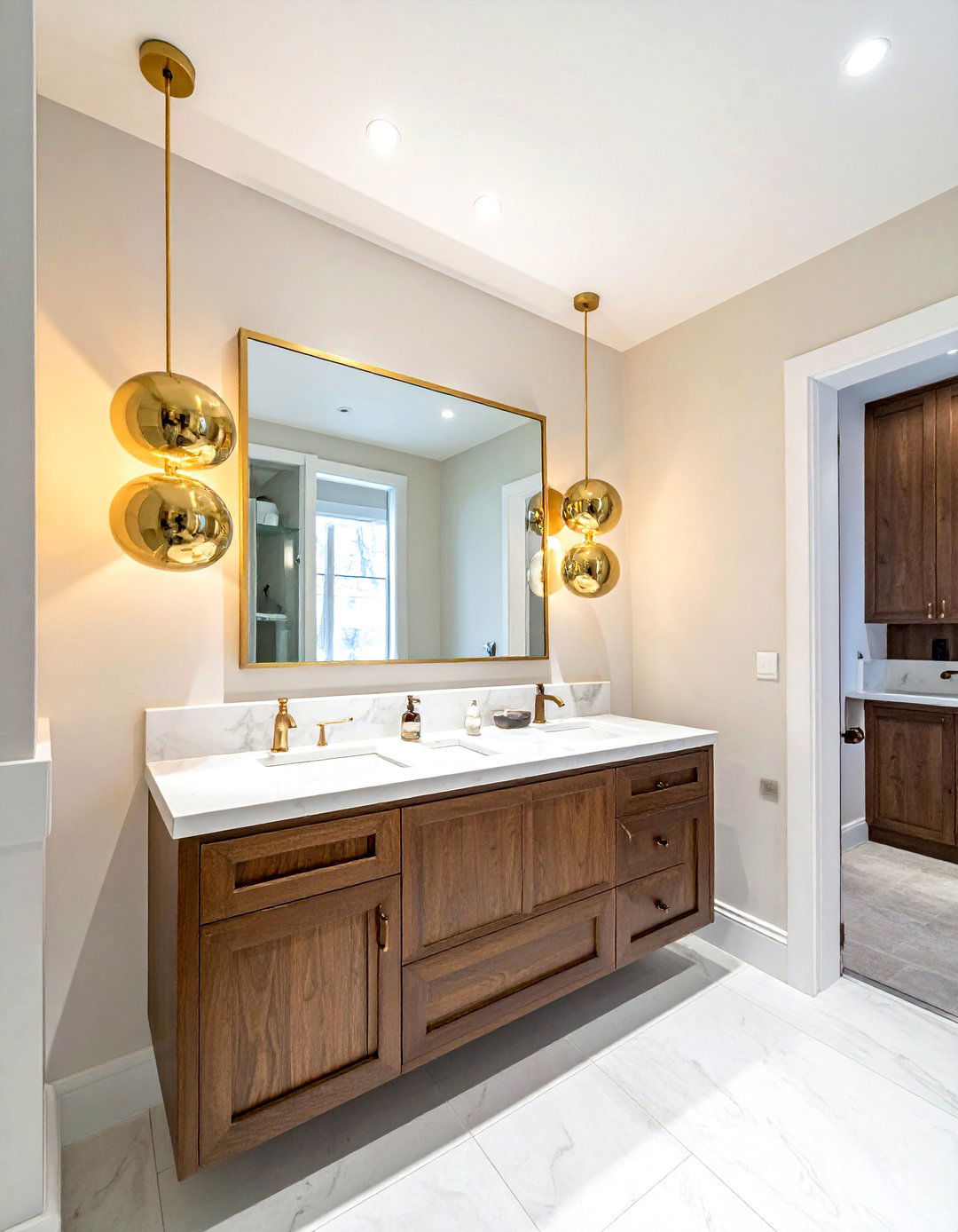 Brass Sconce Lighting - 30 transitional bathroom ideas