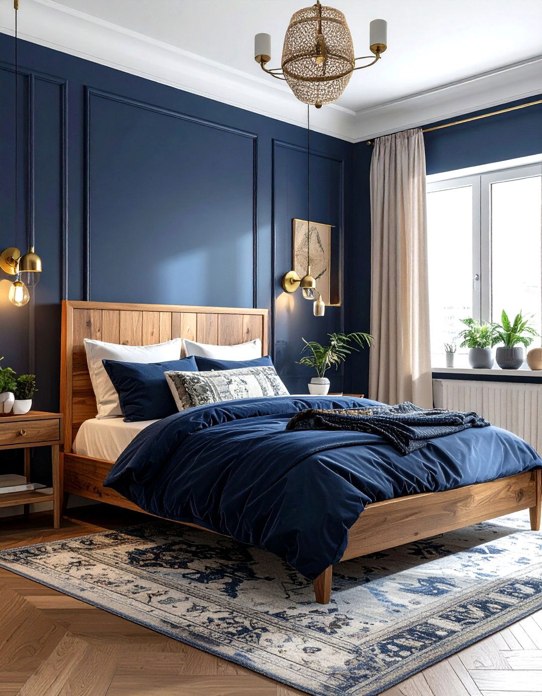 Brass Sconce Navy Bedroom - 30 bohemian navy bedroom ideas