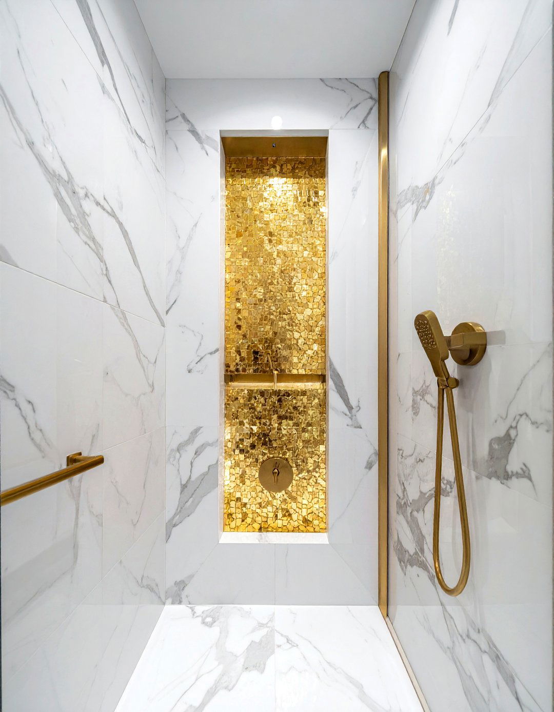 Brass Shower Niche - 30 brass bathroom ideas
