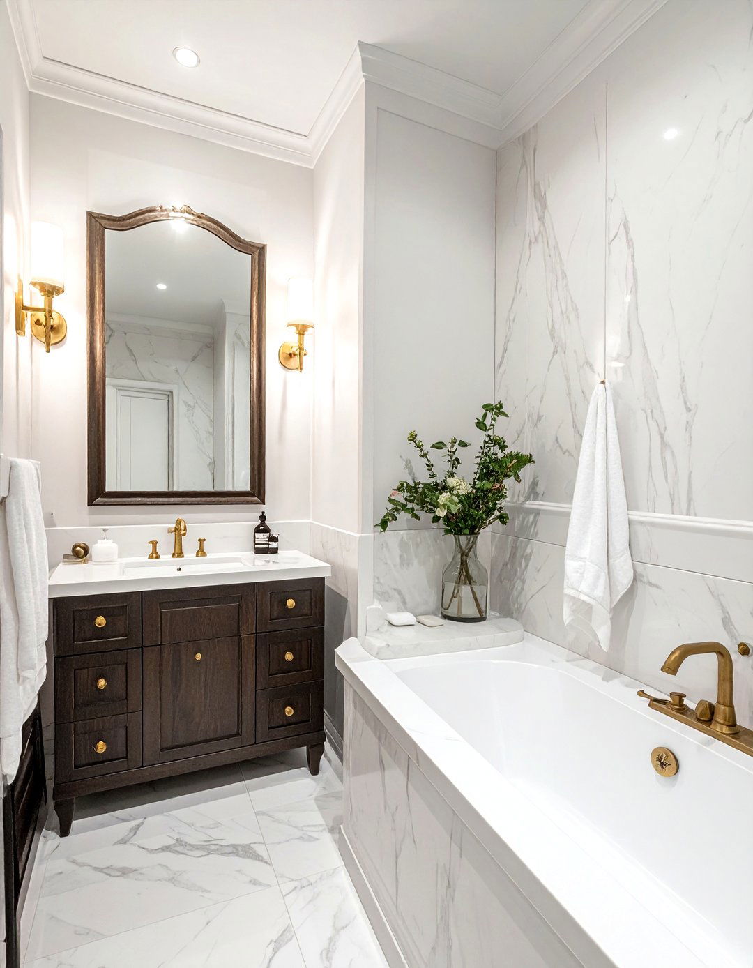 Brass Swing Arm Sconce - 30 bathroom lamp ideas