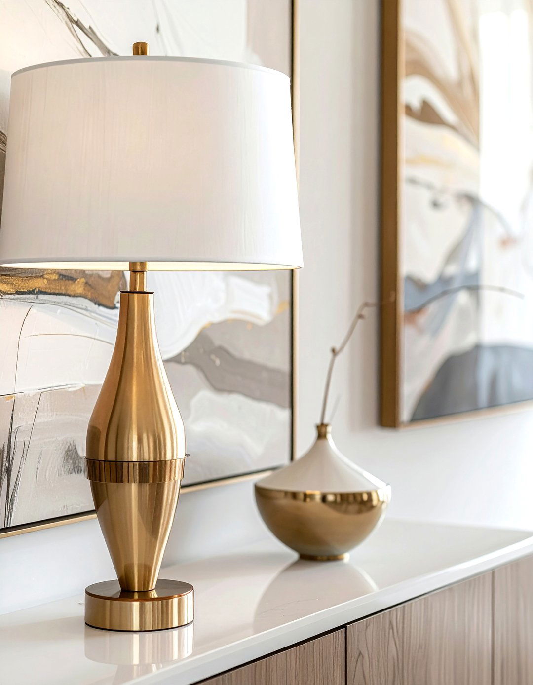 Brass Table Lamp - 30 brass accent dining room ideas