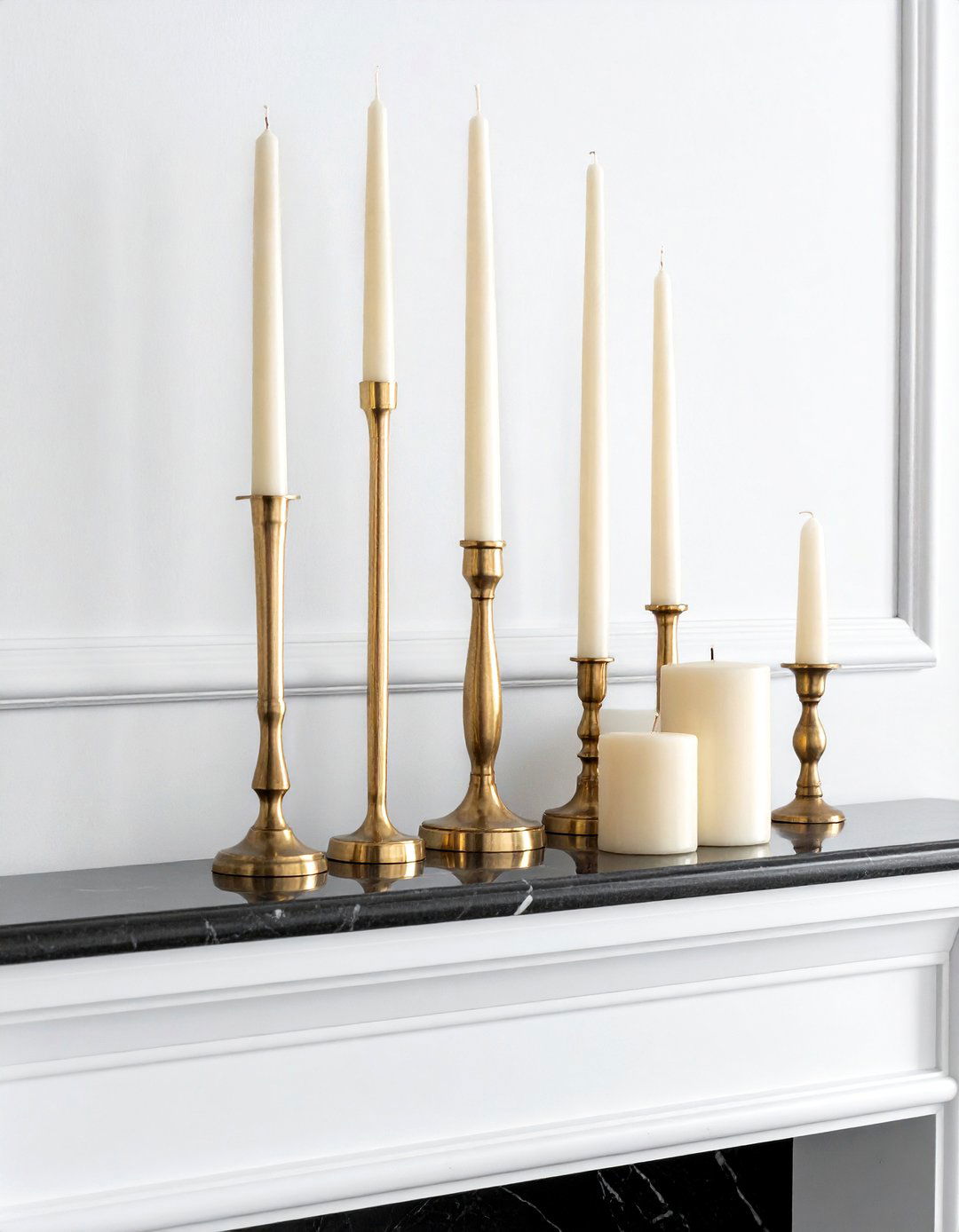 Brass Taper Candlestick - 30 mantel decor ideas