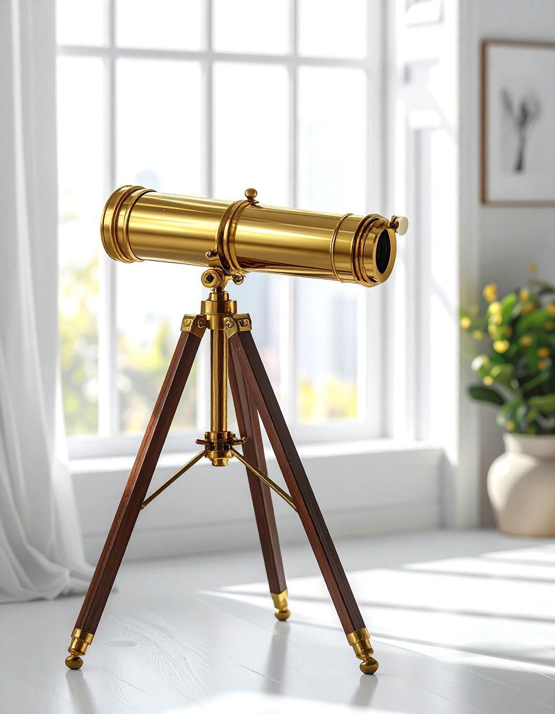 Brass Telescope On Tripod - 30 collected travel decor ideas