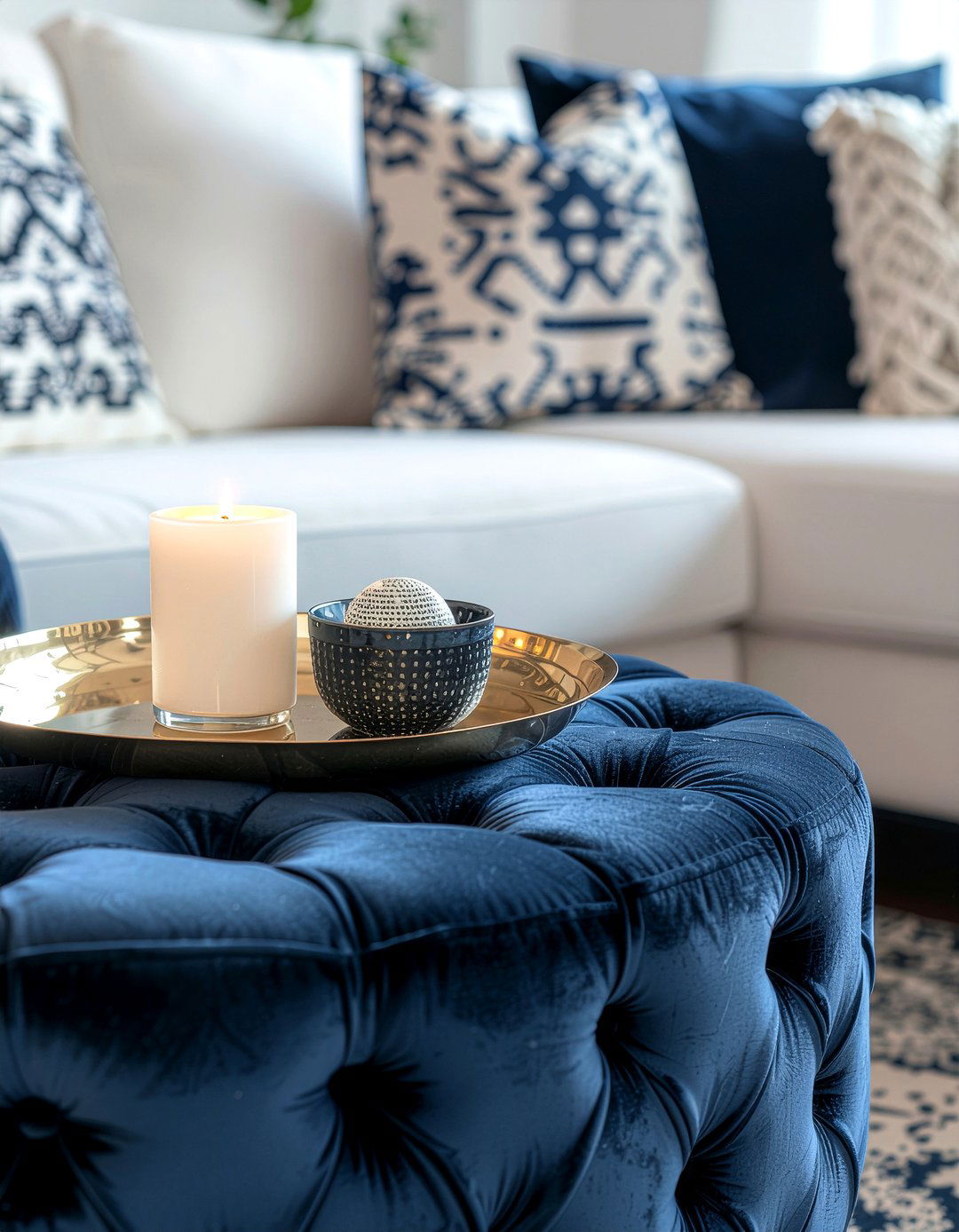 Brass Tray - 30 brass accent living room ideas