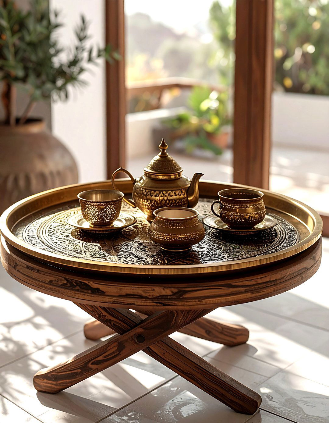 Brass Tray Table - 30 Moroccan home decor ideas