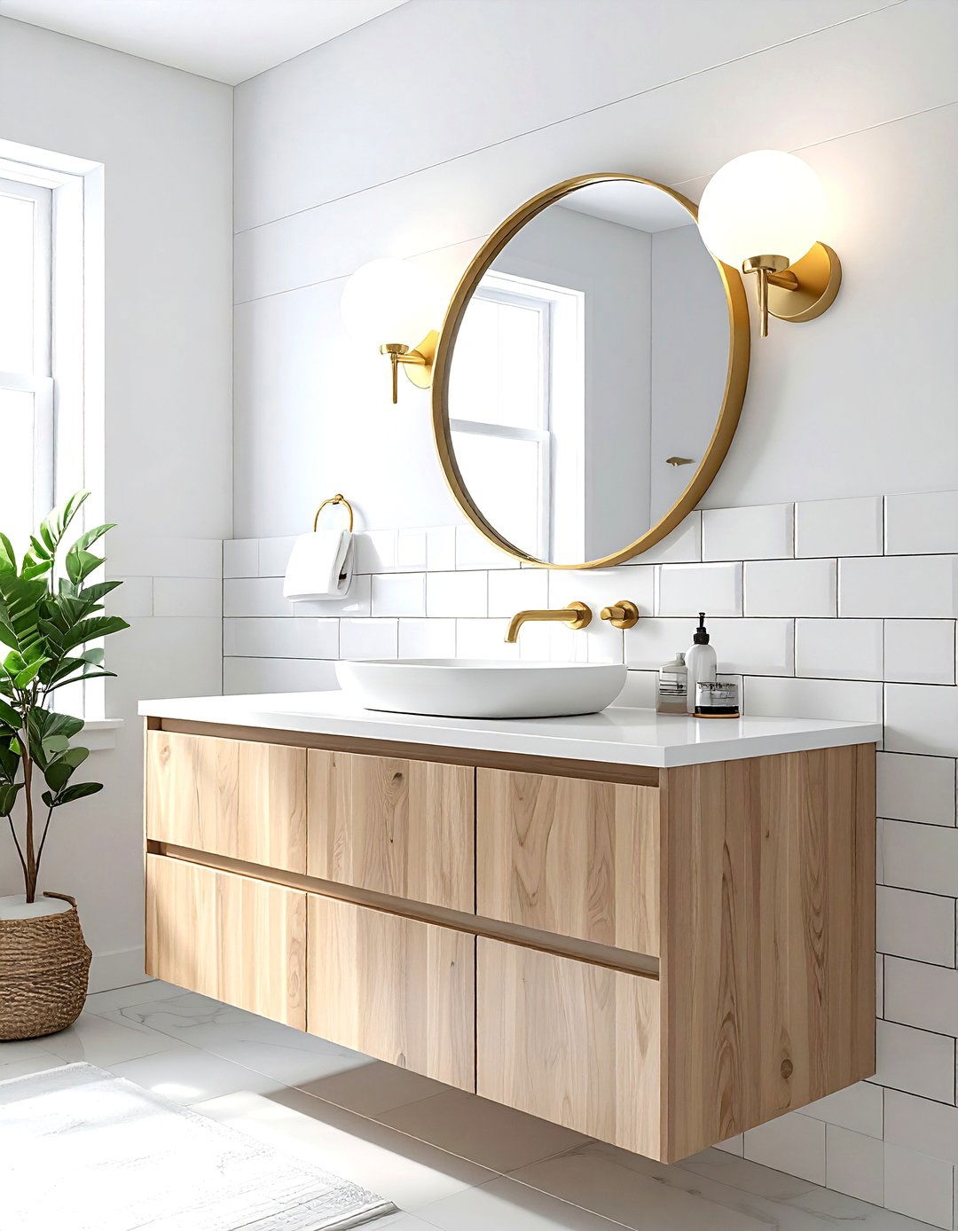 Brass Vanity Light - 30 brass accent ideas
