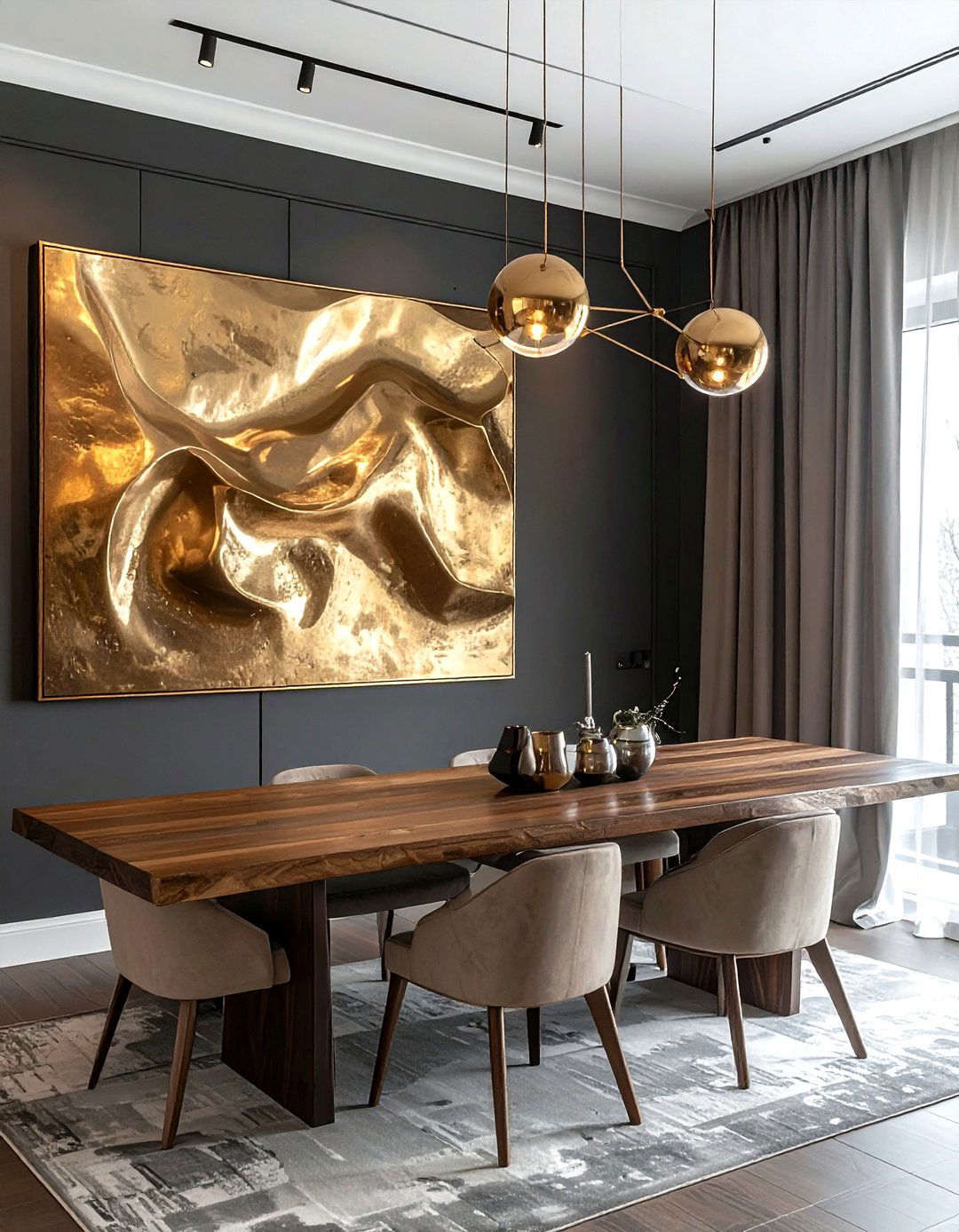 Brass Wall Art - 30 brass accent dining room ideas