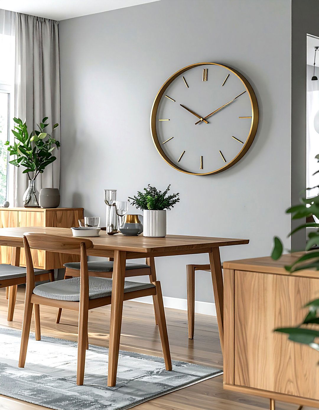 Brass Wall Clock - 30 brass accent dining room ideas