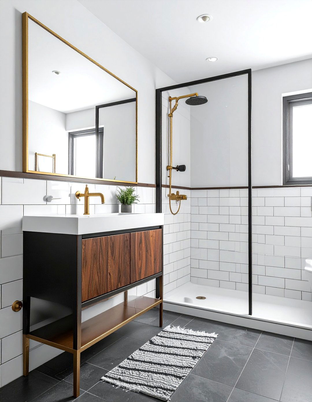 Brass and black bathroom - 30 mixed metal decor ideas