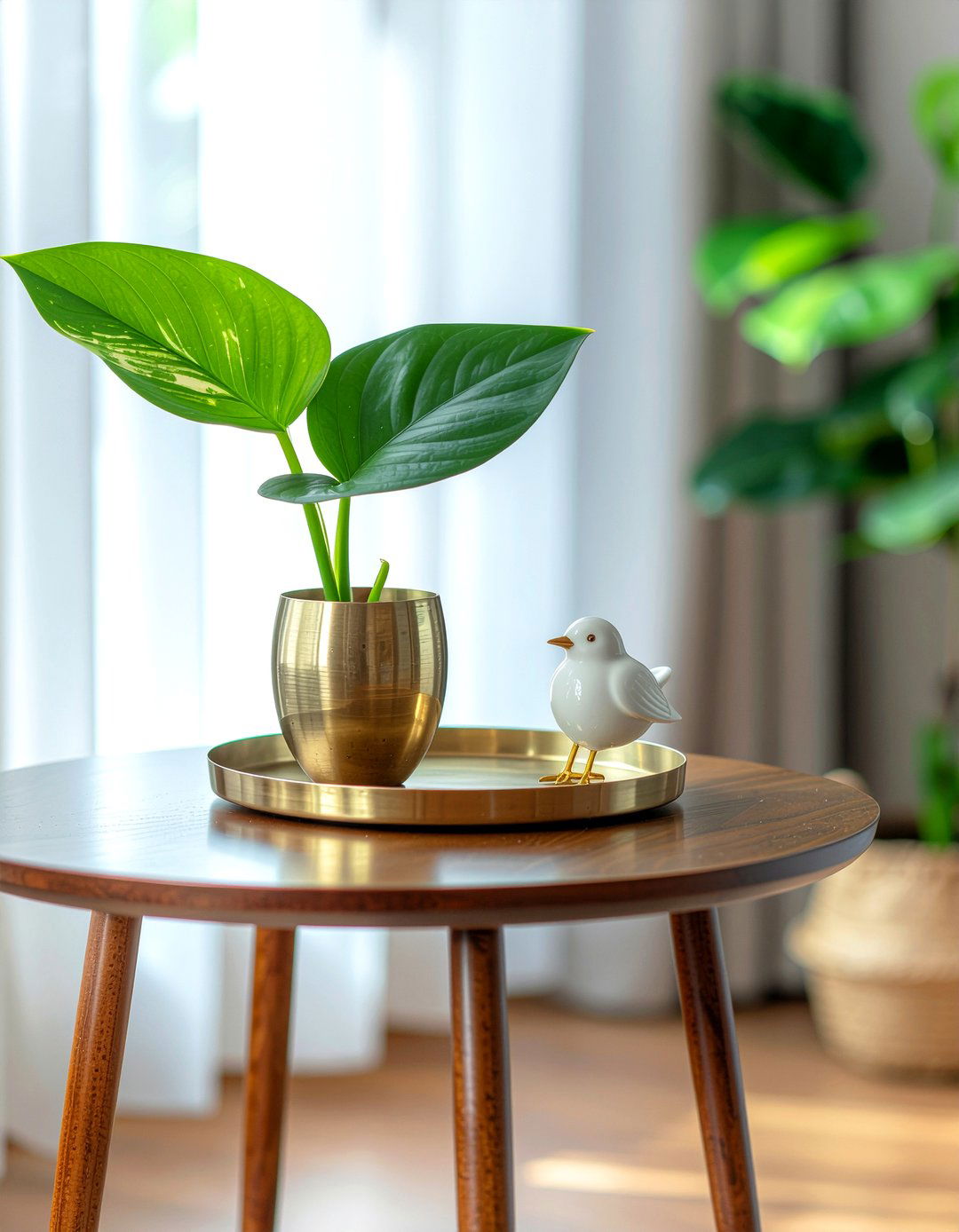 Brass and greenery mix - 30 end table styling ideas