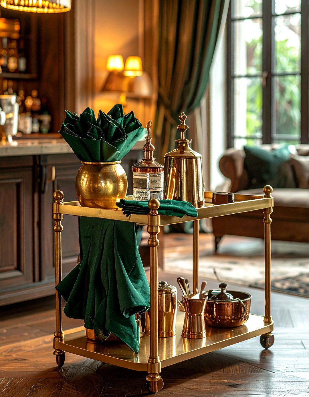 Brass bar cart - 30 bar cart styling ideas