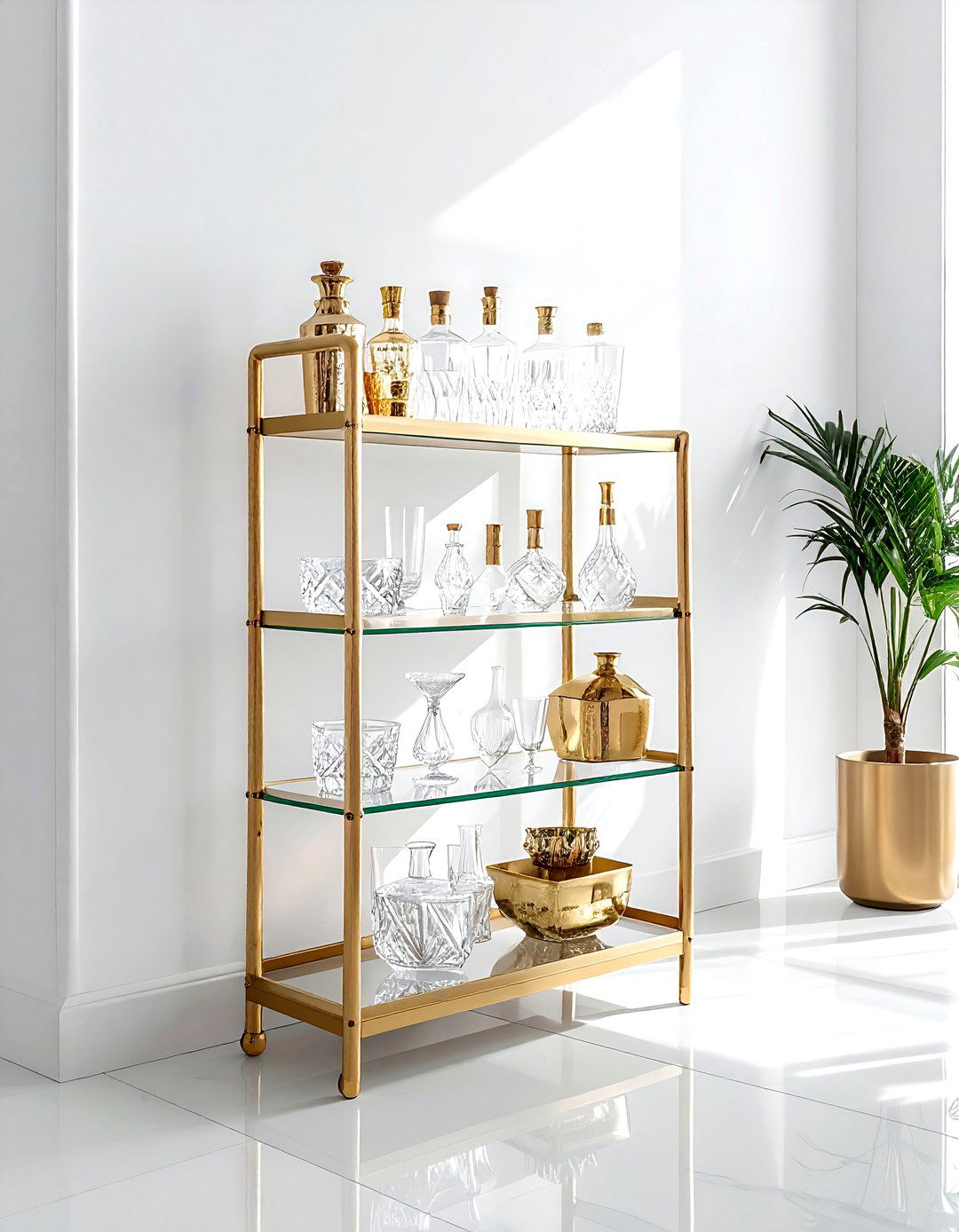 Brass bar cart - 30 living room statement piece ideas