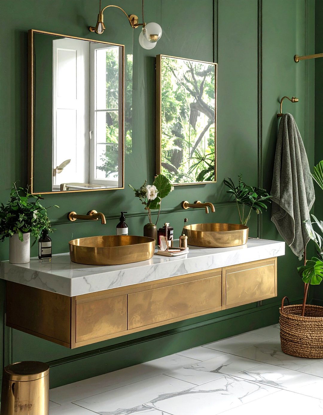 Brass bathroom accents - 30 dramatic bathroom ideas