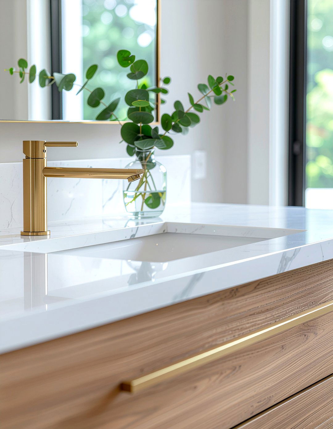 Brass bathroom faucet - 30 bathroom glow-up ideas