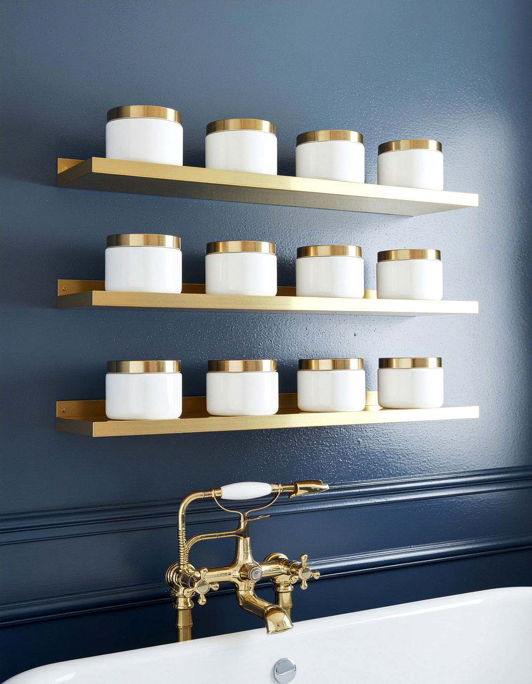 Brass bathroom shelf hardware - 30 bathroom shelf styling ideas