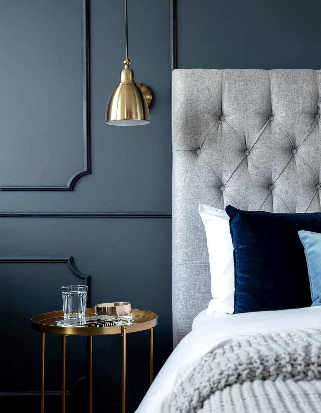 Brass bedside hanging light - 30 bedroom pendant lights