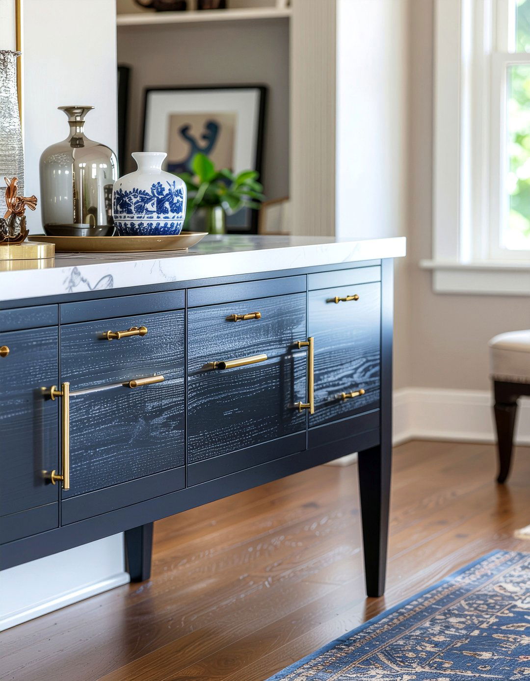 Brass cabinet hardware for sideboards - 30 easy dining room makeover ideas