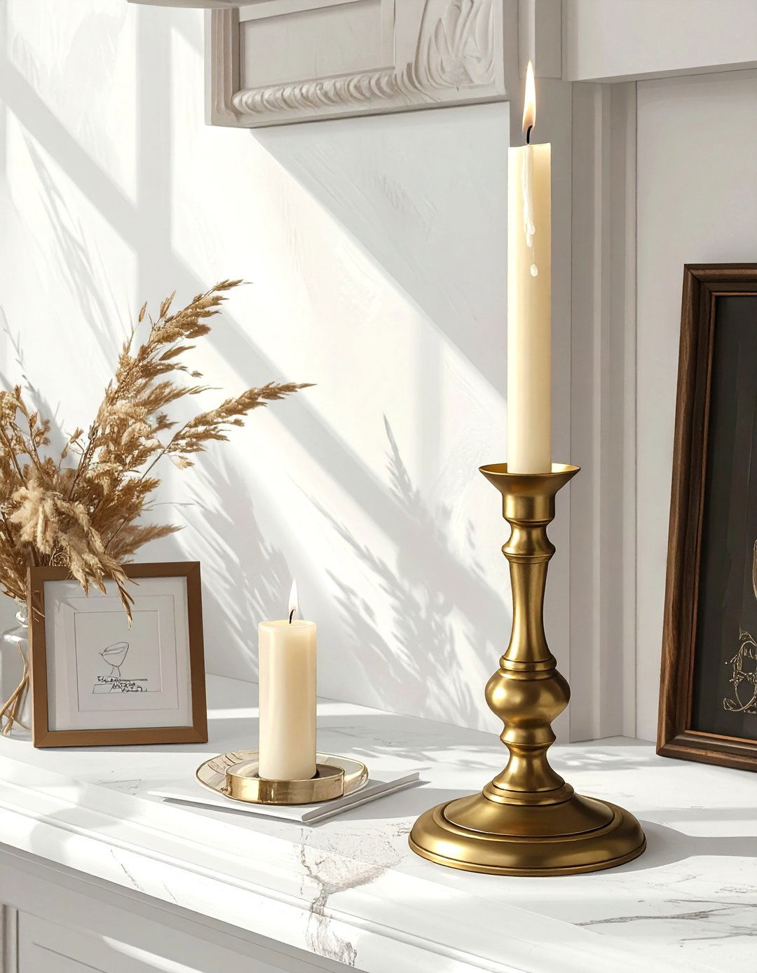 Brass candle holder - 30 light academia decor ideas