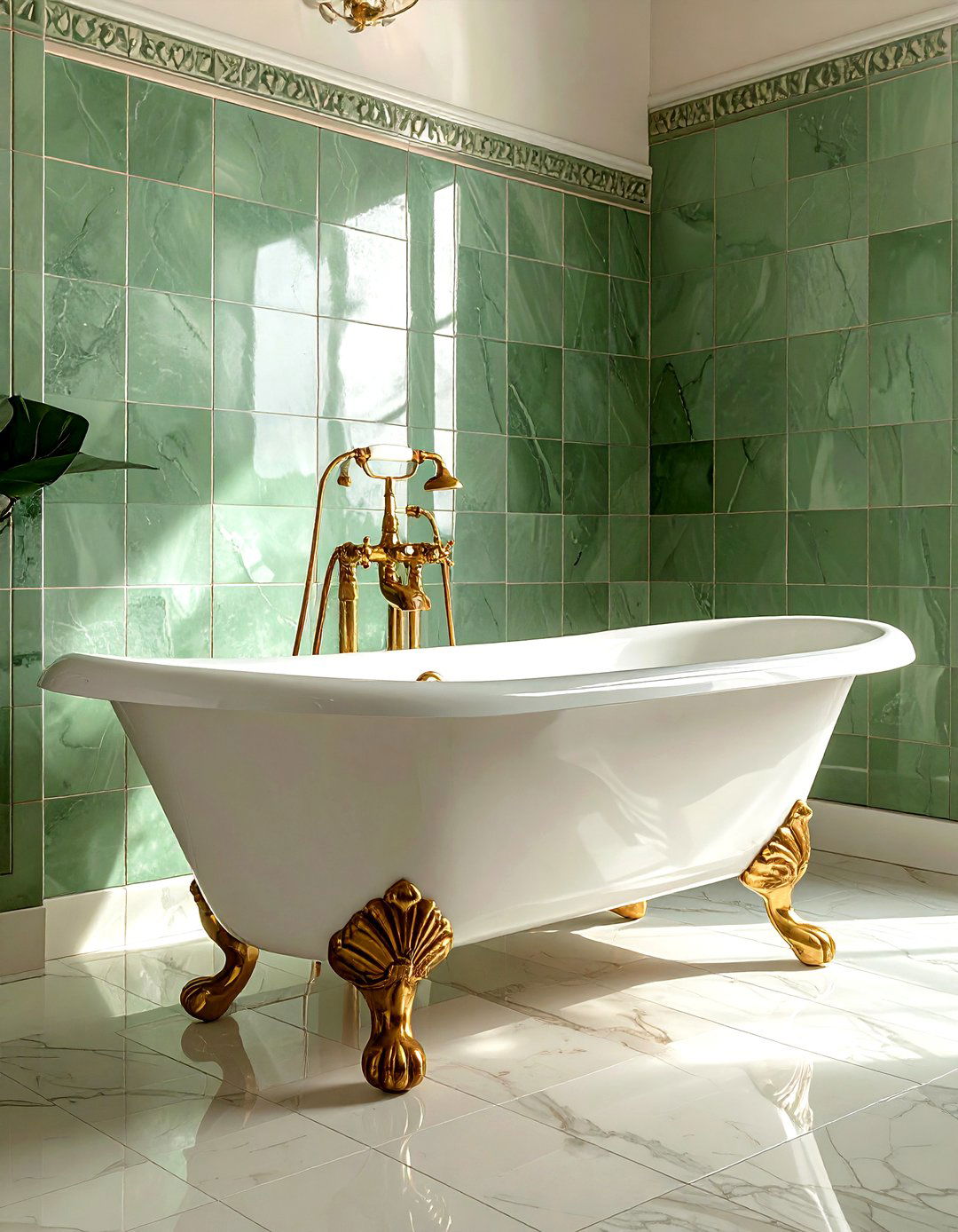 Brass clawfoot bathtub faucet - 30 Mediterranean bathroom ideas