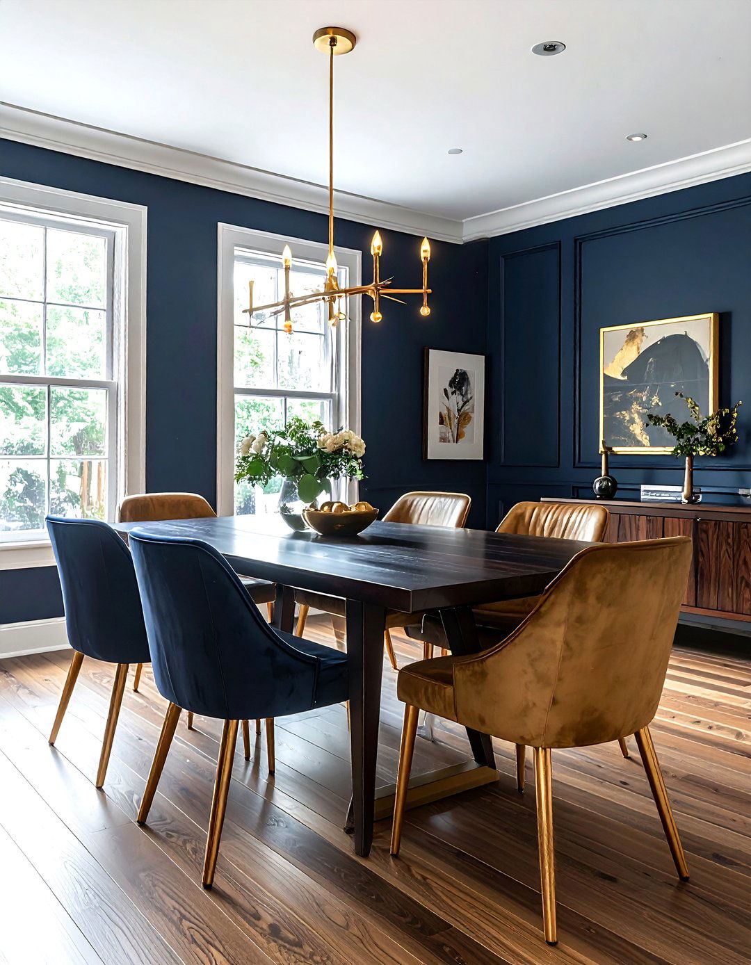 Brass dining room accent - 30 transitional dining room ideas