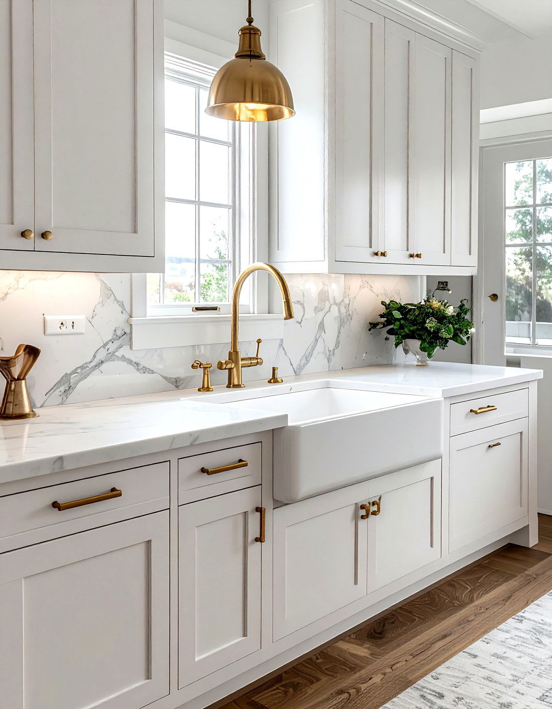 Brass faucet farmhouse sink - 30 farmhouse sink kitchen ideas