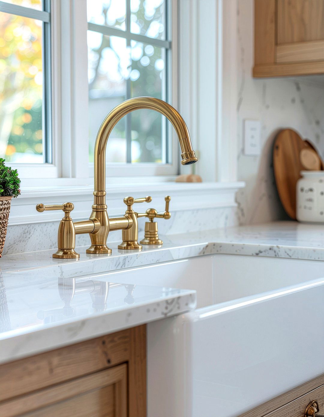Brass faucet fixtures - 30 kitchen decor ideas