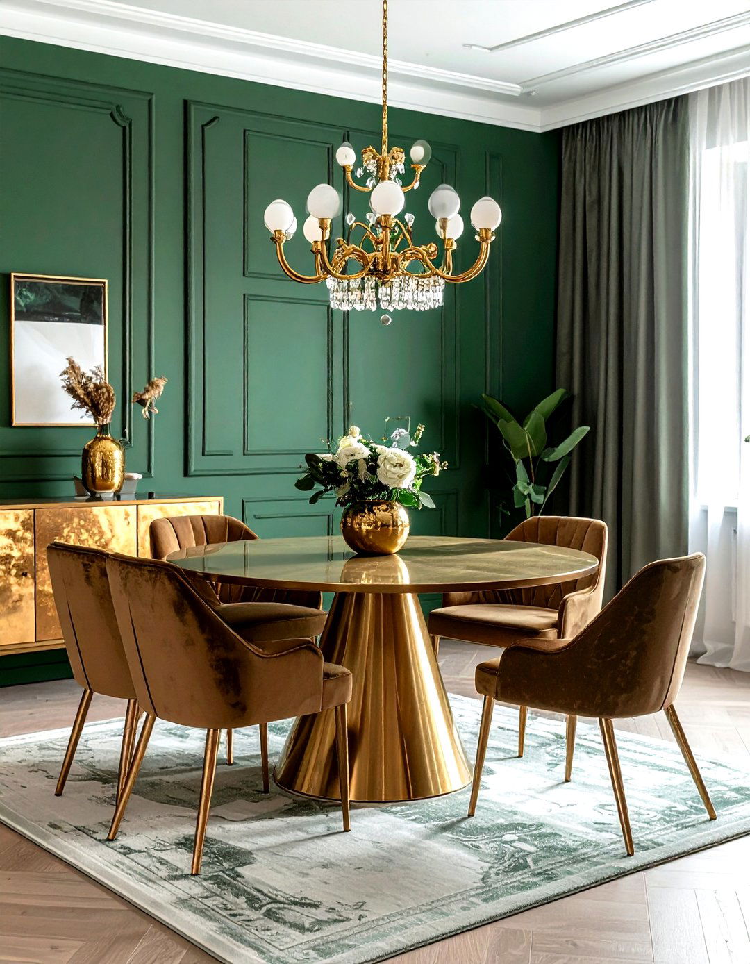 Brass finish dining room - 30 luxurious dining room ideas