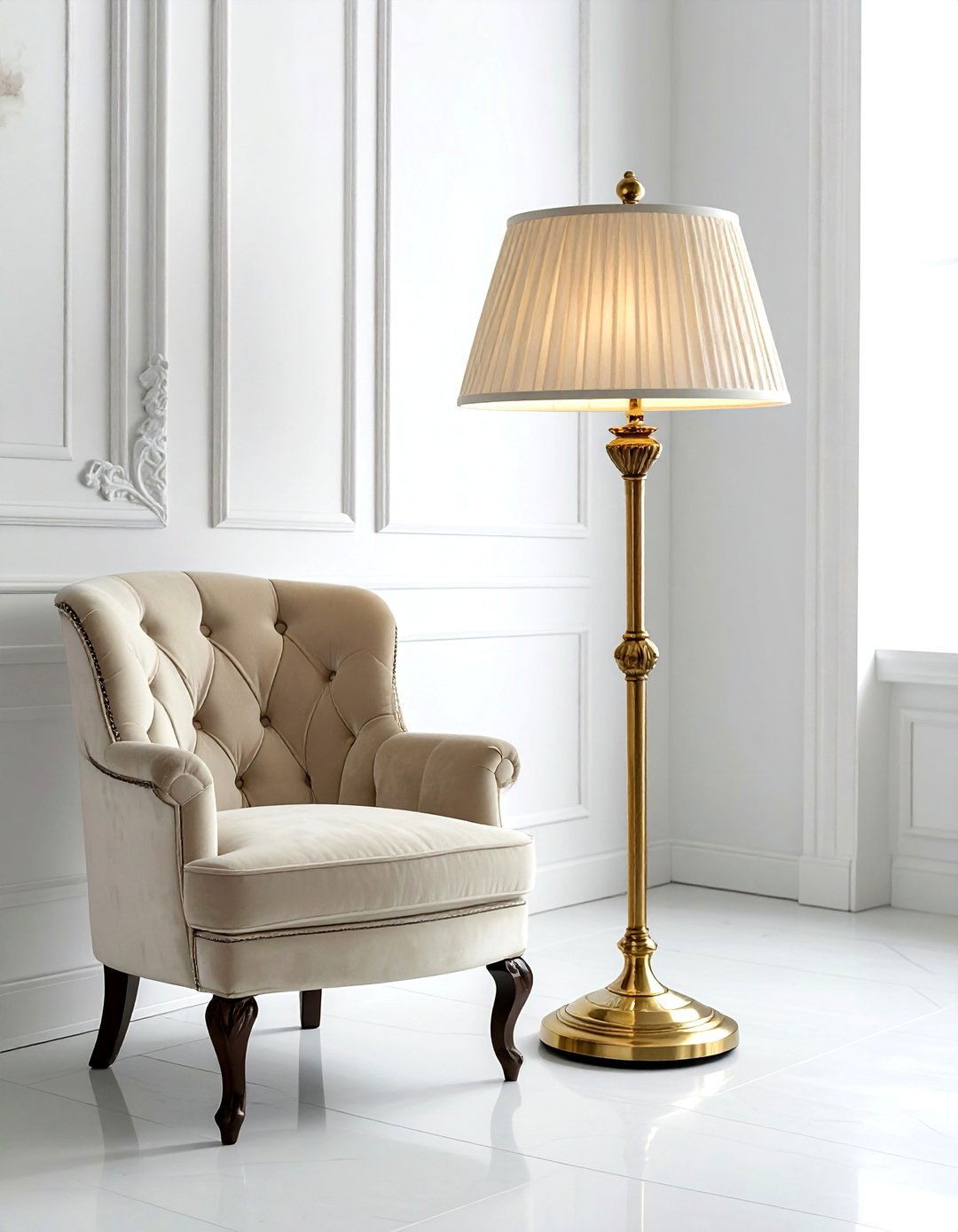 Brass floor lamp - 30 old money decor ideas