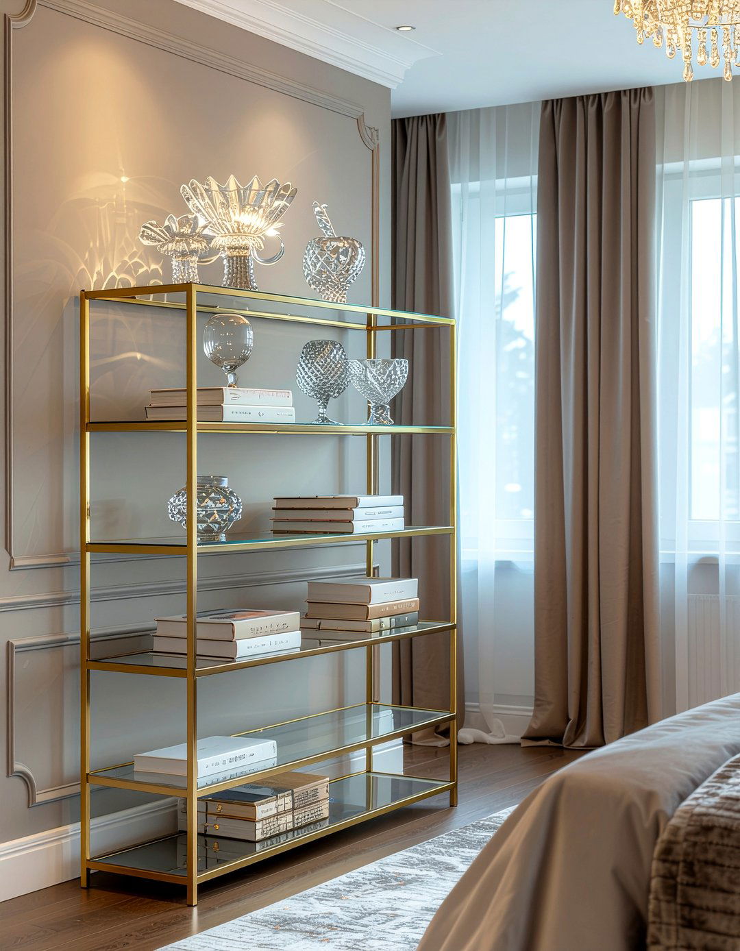 Brass frame bookshelf - 30 bedroom bookshelf dividers