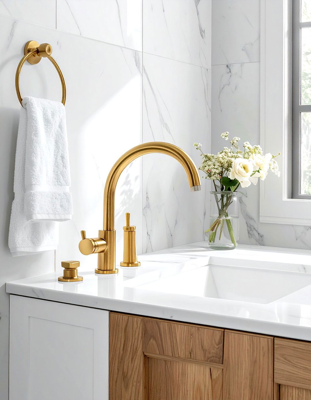 Brass hardware - 30 tiny bathroom ideas