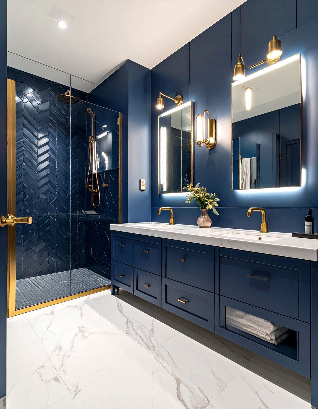 Brass hardware bathroom - 30 celebrity bathroom ideas
