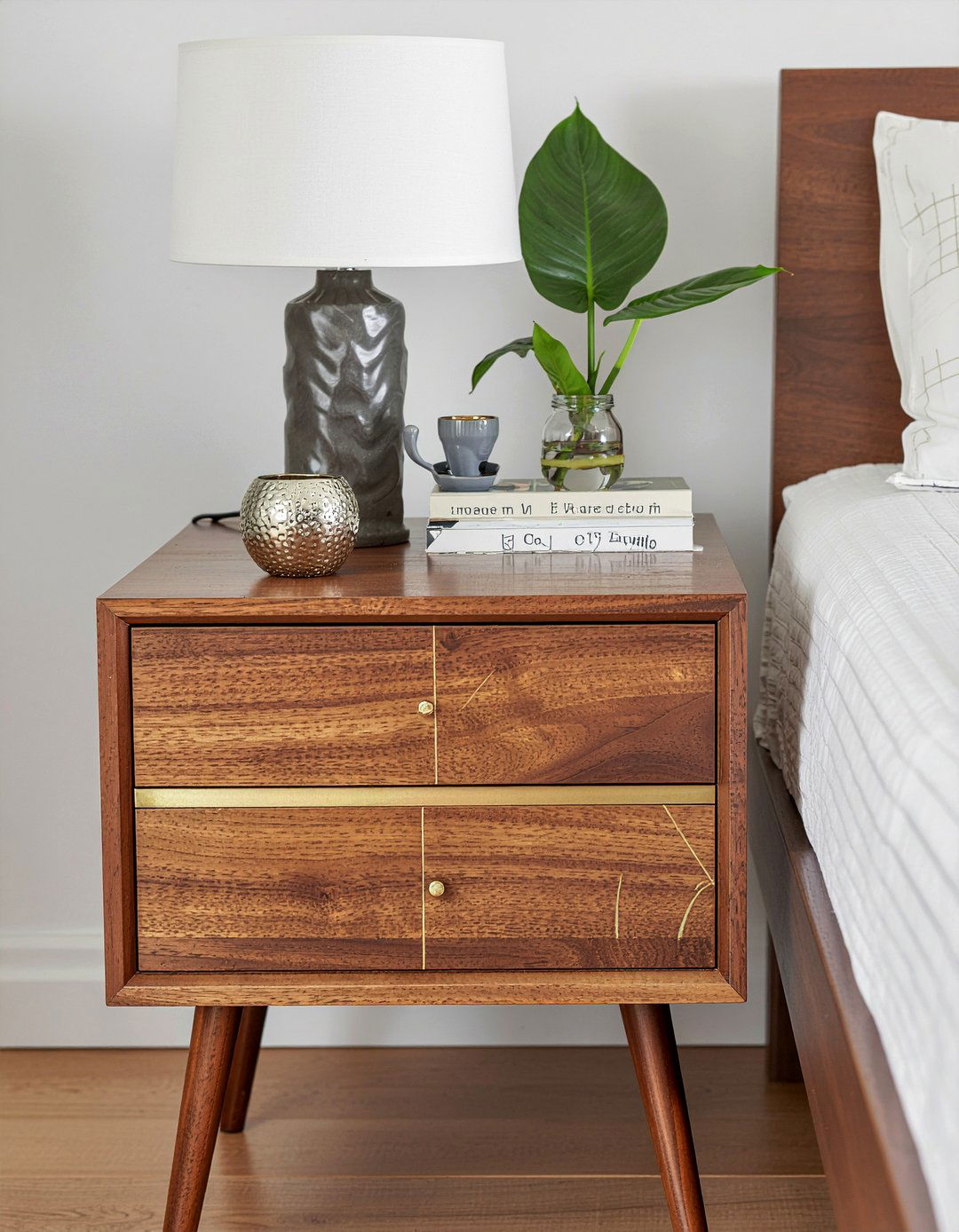 Brass inlay furniture - 30 brass accent bedroom ideas