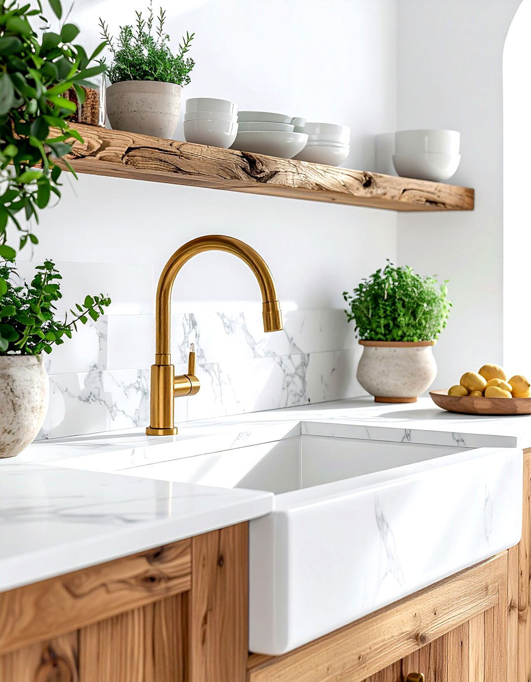 Brass kitchen faucet - 30 Mediterranean home decor ideas